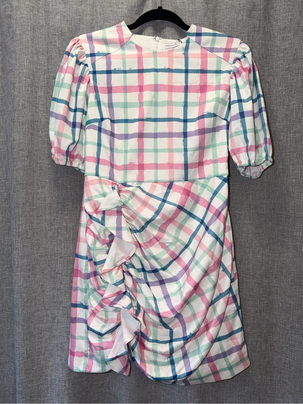Women's Pastel Plaid Ruffled Dress Medium NWT